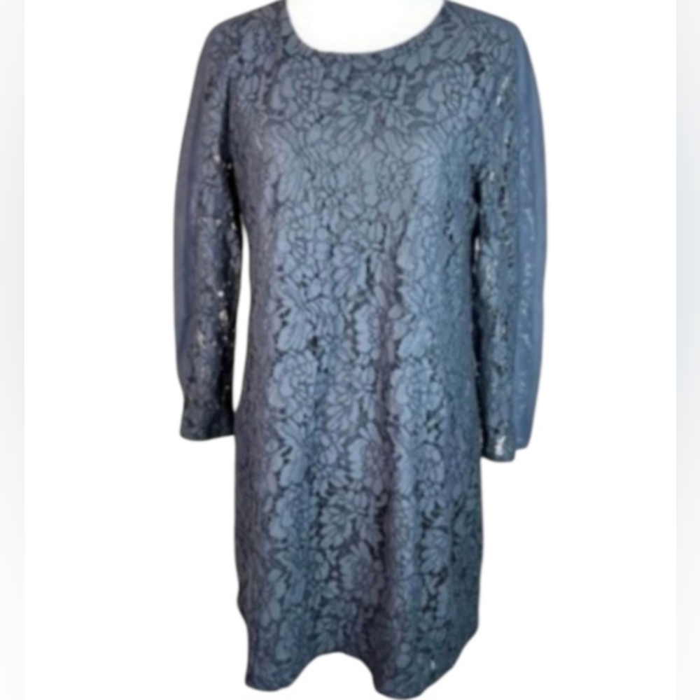 MADEWELL Gray Romantic Floral Lace Overlay Sheath Dress Back Zip No SZ 8